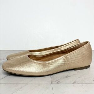 Vionic Orinda Gold Leather Square Toe Ballet Flat 9 1/2